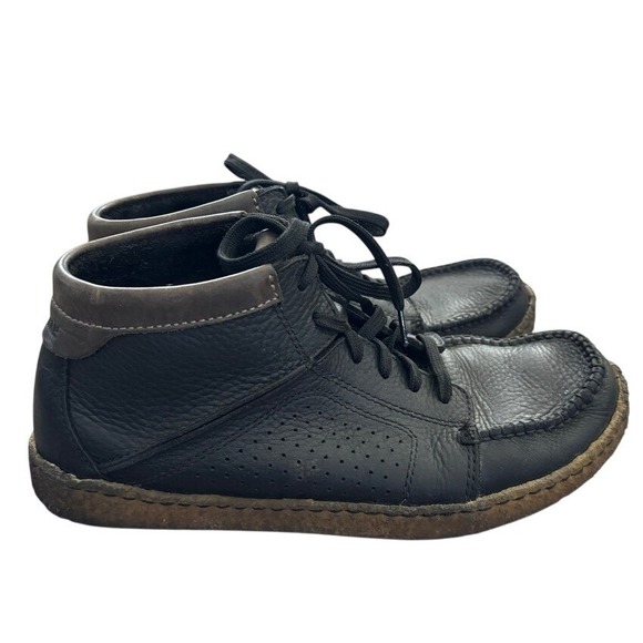 Clarks Original Mocassin Chukka Boot Natural Crepe Sole Sz 9.5 Black Leather - Picture 4 of 9
